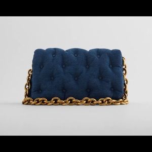 Zara Quilted Denim Shoulder Bag NWT